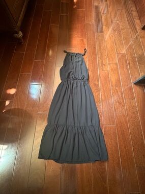 Gibson Black Halter Tiered Maxi Dress